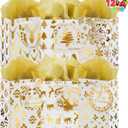 JOYIN 12 PCS Christmas Foil Gold Gift Bags with Tissue Papers and Name Card Tags, Assorted White Winter Prints for Xmas Presents Wrapping Stocking Stuffers Thanksgiving New Year(4" x 6" x 2")
