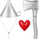 3 PCS Silver Funnel Hat Axe with Heart Brooch,Halloween Tin Costume Accessories for Adult,Kids Cosplay Party