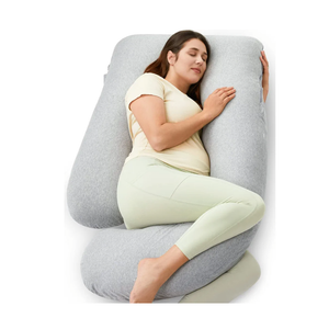 Pharmedoc Pregnancy Pillows, U-Shape Full Body Pillow -Removable Cover Jumbo Size - Gray - Pregnancy Pillows for Sleeping - Body Pillows for Adults, Maternity Pillow and Pregnancy