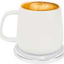 APEKX Self-Heating Ceramic Coffee Mug - Stable 130F Temperature, 15W Wireless Phone Charging, 12.8 fl oz Capacity - USB-C Enabled. (White)
