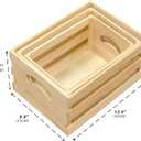 3 Pieces Wooden Pallet Crates Nesting Unfinished Wood Trays Storage for DIY Crafts (Large Size 13.4 x 9.8 x 6.7 in)