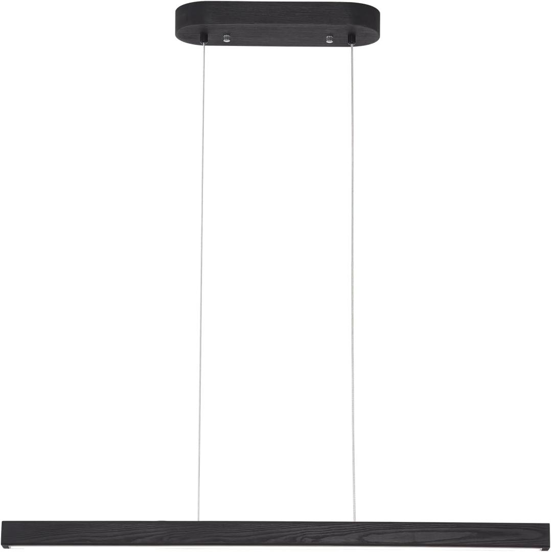 31.5" Black Linear Pendant Light Wooden Led Linear Pendant Light Fixtures Ceiling Hanging Dimmable Pendant Lights for Dining Room Kitchen Island Pool Table Lights Black Wood Finish