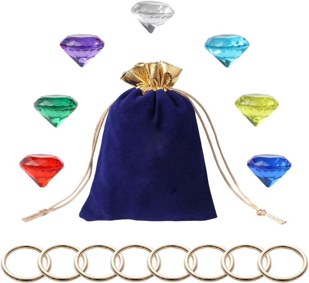 CORODER Blue Hedgehog Bag Include Acrylic Diamond Gems Gold Power Rings Birthday Party Favor Supplies Decoration For Kids Party.