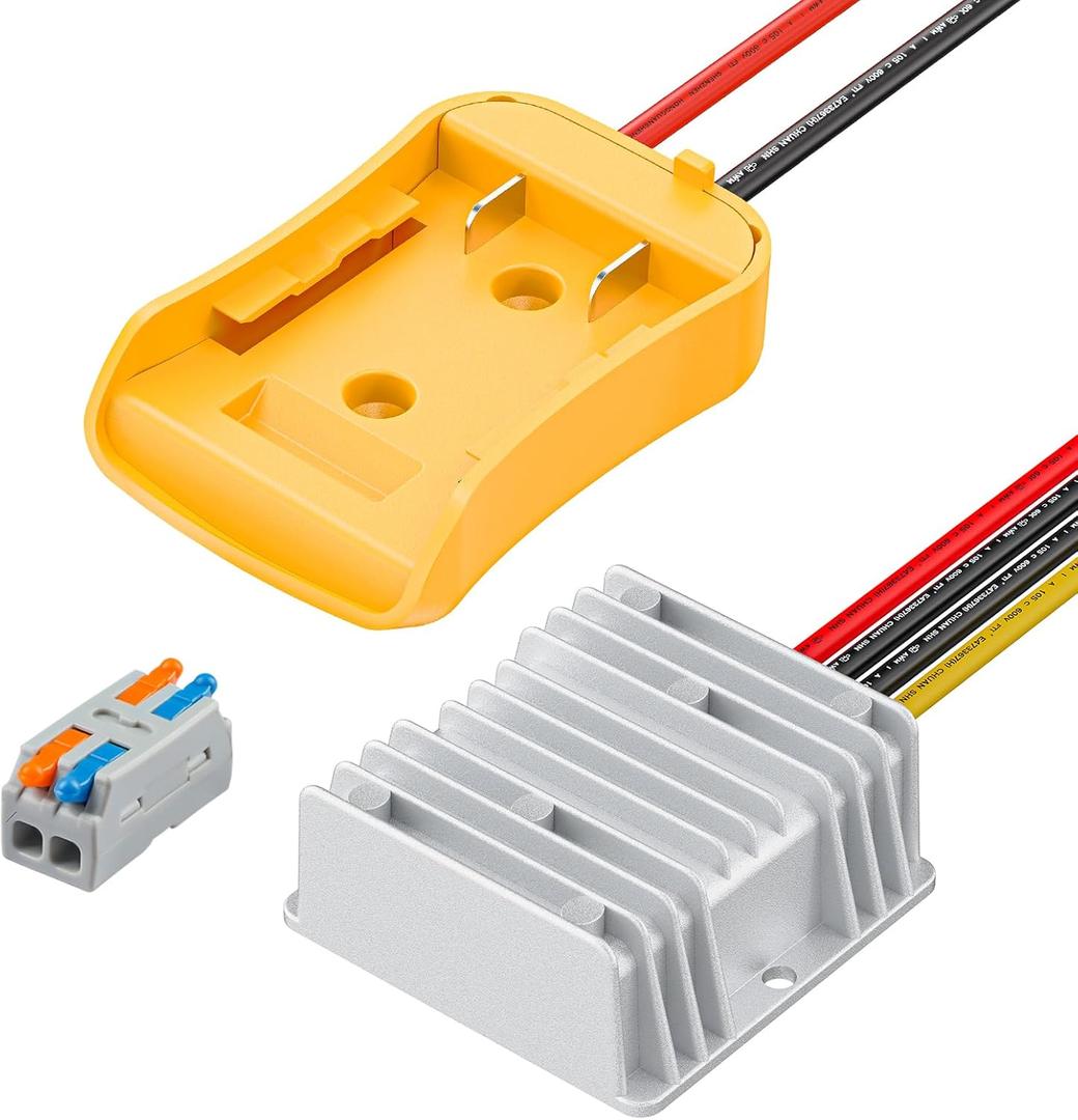 Vibit 20V to 12V Step-Down Converter for Dewalt Battery, DC Power Adapter, Voltage Reducer Transformer 180W Buck Converter Regulator for Golf Cart RC Car Truck Light & DIY (Yellow)