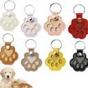 8PCS Dog Hair Keychain, Pet Fur Keepsake, Cat Paw Print Shaped Leather Keys Holder Memorial Charm Gifts, Animal Lover Storage Chain Purse, Refillable Collection Ornament Remembrance Bag