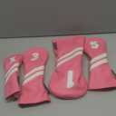 Golf Club Head Covers for Fairway Woods Driver Hybrids, 4pcs Premium PU Leather Women Golf Headcovers Set with No.Tags1 3 5 X.(Rose Red)