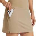 Willit Women's Golf Skirts Zipper Pockets High Waisted Stretchy Skorts Quick Dry Athletic Tennis Casual Skorts (8, Khaki)