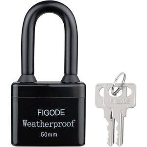 FIGODE Outdoor Waterproof Padlock, Large Heavy Duty Sturdy Covered Laminated Steel Keyed Lock, 2.2 in. Wide, Long Padlock