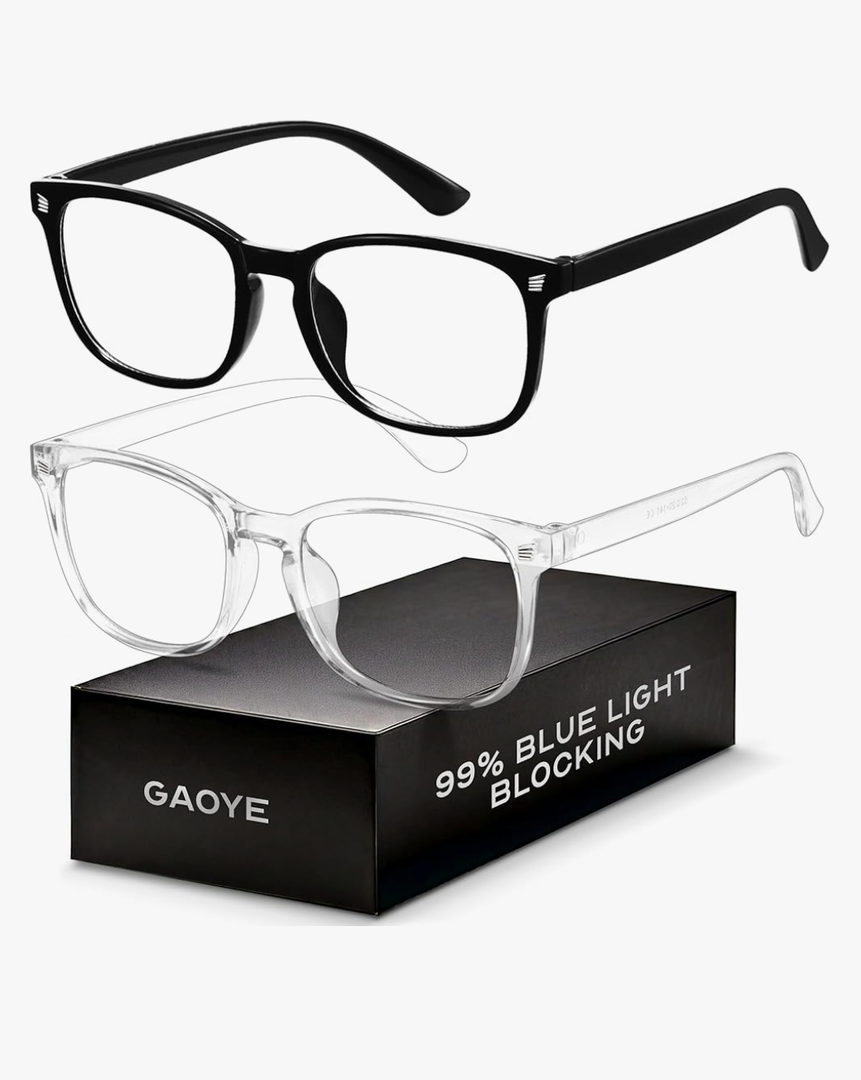 GAOYE Blue Light Blocking Glasses - Fashion Square Eyeglasses, Anti UV Ray Computer Gaming Glasses Blue Blockers for Women/Men 2 pack