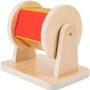 Adena Montessori Spinning Drum Baby Toys, Montessori Toys for Babies 6-12 Months Toddlers, Wooden Spinning Rainbow with Multiple Materials Baby Christmas Toys for Boy and Girls Gift (Medium-size Texture)