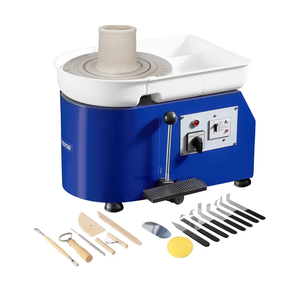 VEVOR 11inch Pottery Wheel, 350W Ceramic Wheel Forming Machine, Adjustable 60-300RPM Speed Handle and Foot Pedal Control, ABS Detachable Basin Sculpting Tool Apron Accessory Kit for Work Art Craft DIY