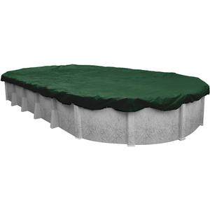 Pool Mate 12 x 18 ft Classic Green Winter Oval Pool Cover for Above Ground Pools, 4 ft Overlap (16 x 22 ft Cover Size), Solid 8 x 8 Scrim, 2.36 oz/yd2 
