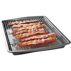 GoodCook 15 x 10.5 Nonstick Carbon Steel Baking Pan & Raised Wire Rack Pizza Crisper, Crispy Bacon, Multipurpose Cooking Sheet Pan, Cooling Rack, Kitchen Cookware Set, Dishwasher Safe