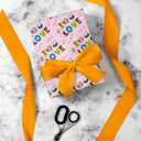 6 x RiukRaiu Valentine's Day Wrapping Paper for Men Women - Pink Gift Wrap Balloon Heart Envelope for Romantic Lovers Wedding - 4 Folded Sheets 28 X 40 Inch, Easy to Store