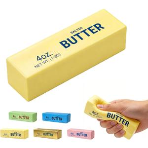 Butter Squishy, Soft Scented Squishy Toy, Cream Scented Butter Squeeze Toys, Slow Rising Butter Stick, Stress Relief Toy for Relaxation,Office Desk Decor (Yellow)