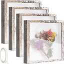 4 Pack 8 x 8 Shadow Box Frame Shadow Boxes Display Cases Memorial Picture Frame 3D Picture Frame with Adhesive Tape for Keepsake Wedding Bouquet Memories Crafts Awards Medals Tickets and Photos (4pcs-distressed White)