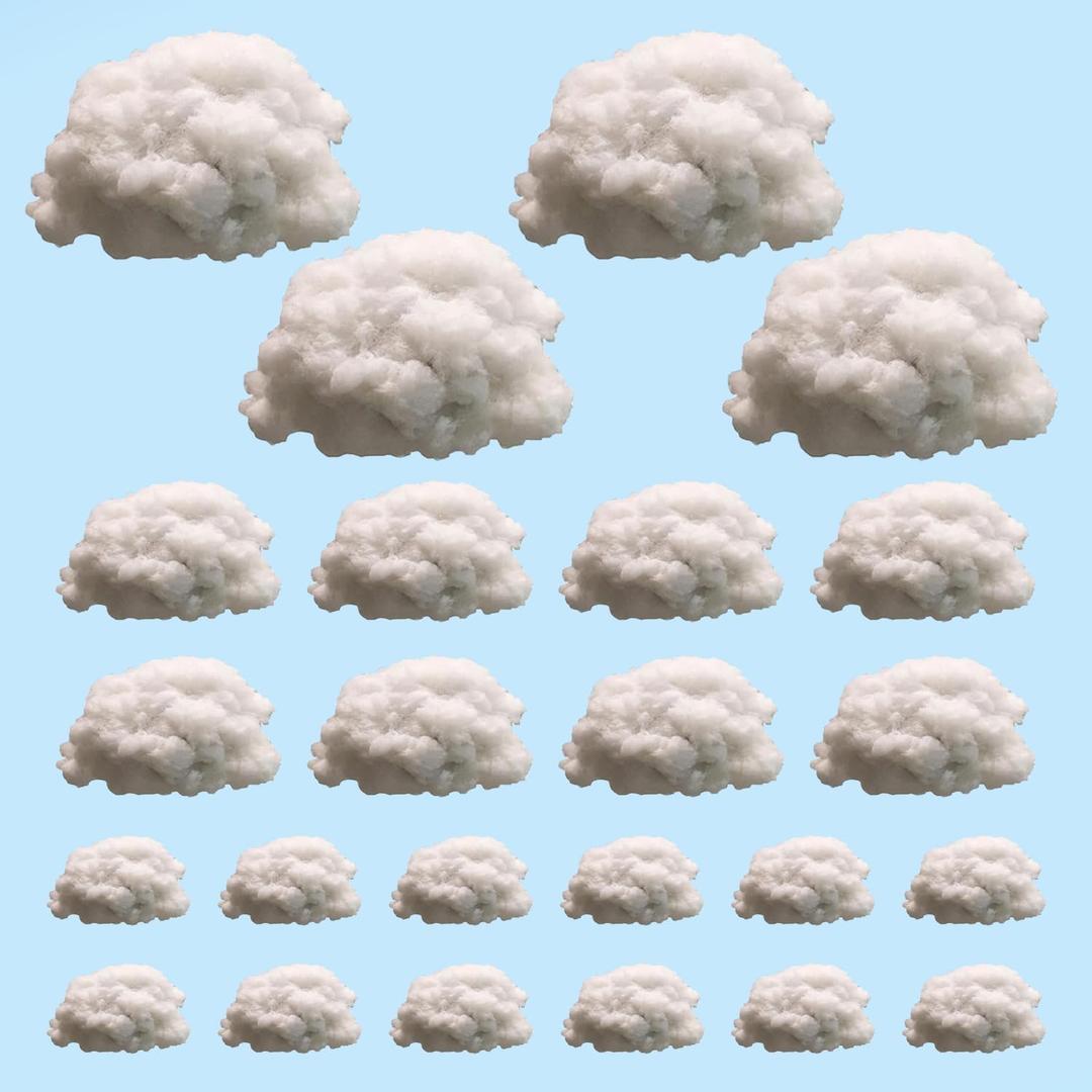 24 Pcs Artificial Clouds Decorations Prop Imitation 3D Cloud Hanging Decor Cloud Shape DIY Decorative Hanging Ornament for Stage Wedding Party Stage Show Room Decor.