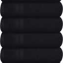 BOUTIQUO Ultra Soft 6-Piece Hand Towel Set 16x28-100% Ringspun Cotton - Durable & Highly Absorbent Hand Towels - Ideal for use in Bathroom, Kitchen, Gym, Spa & General Cleaning - Black
