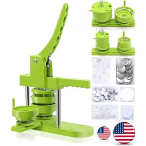 Happizza Button Maker Machine Multiple-Sizes - Pin Maker Machine 1.25 inch+2.25 inch, Interchangeable Button-models Badge Button Press Machine with 200 Sets 32+58mm Button Maker Supplies&Circle Cutter