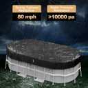 LXKCKJ 7x13 FT Oval Pool Cover with Above Ground Pool, Solar Rectangular Pool Cover Protector, Winter Pool Cover with Accessories Set Ideal for Cold and UV Resistant, Dustproof (Black)