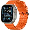 Lerobo Ocean Band Compatible with Apple Watch Ultra 3/2/1 49mm,46mm Series 11 10,45mm Series 9 8 7,44mm Series 6 5 4 SE,Soft Silicone Breathable Waterproof Sport Strap for Men Women, Orange