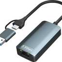 2.5gb USB Ethernet Adapter, Type-C to RJ45 Network Internet 2.5Gbps with USB-A 3.0 Port Aluminum Portable Gigabit Wired Internet for MacBook, iPad, iPhone 15/16 Pro Max, Windows/MacOS