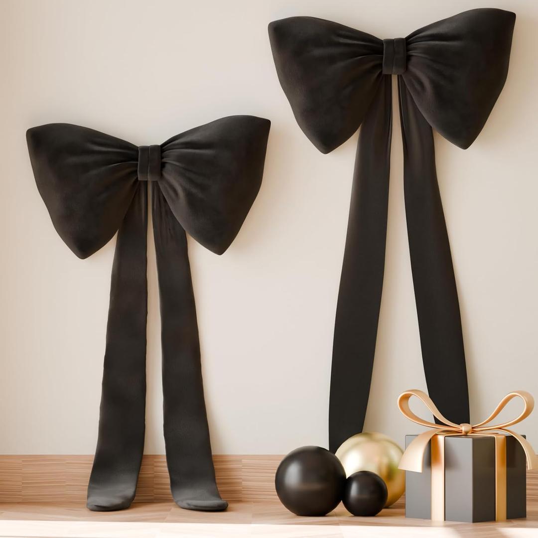 Black Bows Birthday Decorations, 13''10'' Large Bows for Party Decorations Wedding Backdrop Coquette Decorations, Bows for Wall Decor Baby Shower Backdrop Door Hangings Christmas Tree Bows, 2 Packs Black Bows Birthday Decorations, 13''10'' Large Bows for Party Decorations Wedding Backdrop Coquette Decorations, Bows for Wall Decor Baby Shower Backdrop Door Hangings Christmas Tree Bows, 2 Packs