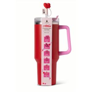 Manna Atlas Set of 1- 40oz Stainless Steel Tumblers w/Straws Pink & Red