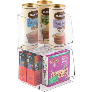 mDesign Modern Stackable Plastic Open Front Dip Storage Organizer Bin Basket for Kitchen Organization - Ligne Collection - 2 Pack - Clear (7.75 x 7.75 x 6.25 (Pack of 2))