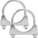 2.25" U-shaped Exhaust Pipe Clamp Mild Steel Muffler Exhaust Clamps with Anti-Rust Coat Pack of 2