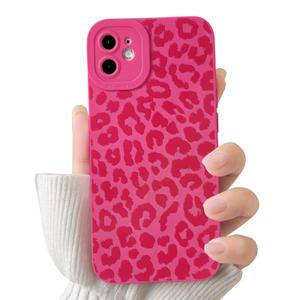 NITITOP Compatible with iPhone 15 Pro Case Cute Leopard - Rose Red