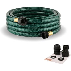 15FT Lightweight PVC Garden Hose: 1/2 Inch Flexible Hose with 3/4 Inch GHT and Shut Off Valve - Leak-Proof Design with Washers and Repair Connector for Small Yard Car Washing
