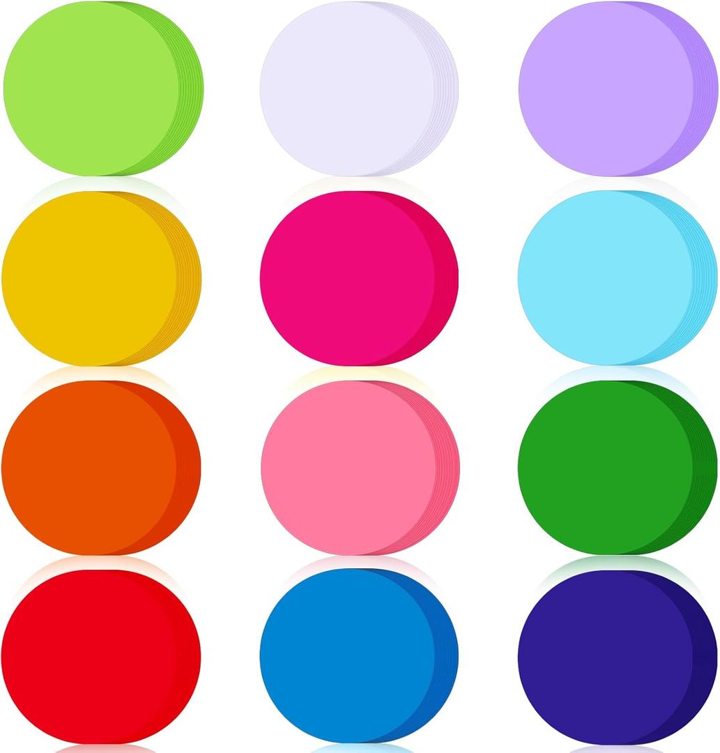 Kisston 360 Pcs Round Cutouts Paper 3.9 Inch Assorted Color Die Cuts for DIY Craft Projects School Classroom Bulletin Board Decor