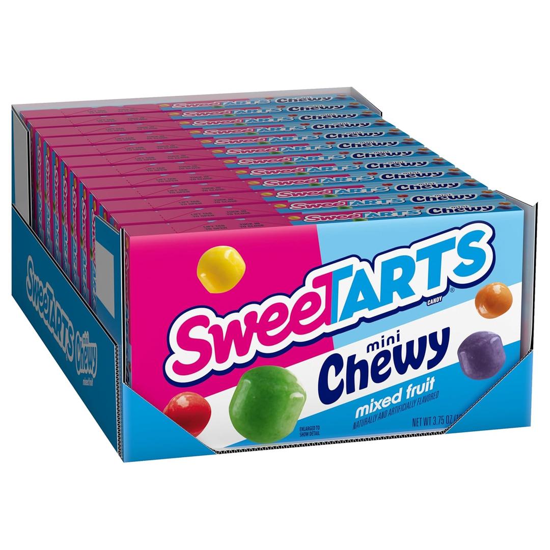 SweeTARTS Mini Chewy, Candy, Mixed Fruit, Theater Box, 3.75 oz, 12 count
