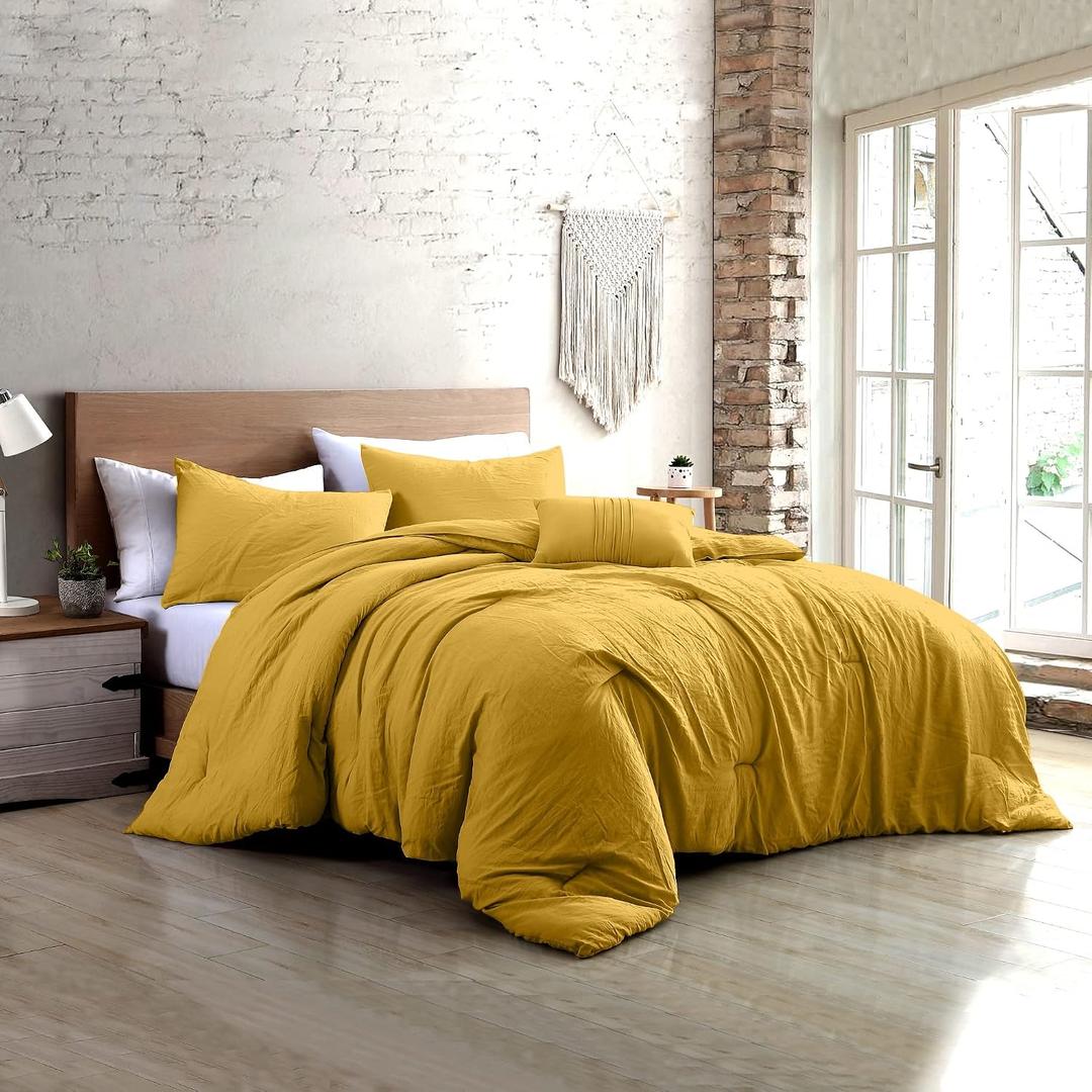 Modern Threads 4-Piece Garment-Washed Comforter Set Beck Gold King