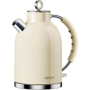 ASCOT Electric Kettle, Stainless Steel Electric Tea Kettle Gifts for Men/Women/Family 1.5L 1500W Retro Tea Heater & Hot Water Boiler, Auto Shut-Off and Boil-Dry Protection (Cream) (Beige)