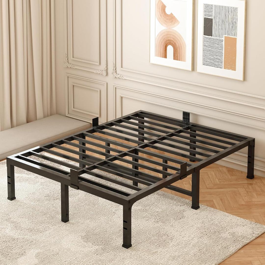 Full Bed Frames,16 Inch Heavy Duty Metal Platform Bed Frame Full Size Support Up to 3500 lbs,No Box Spring Needed,Headboard Compatible,Steel Slat Support,Noise Free,Easy Assembly