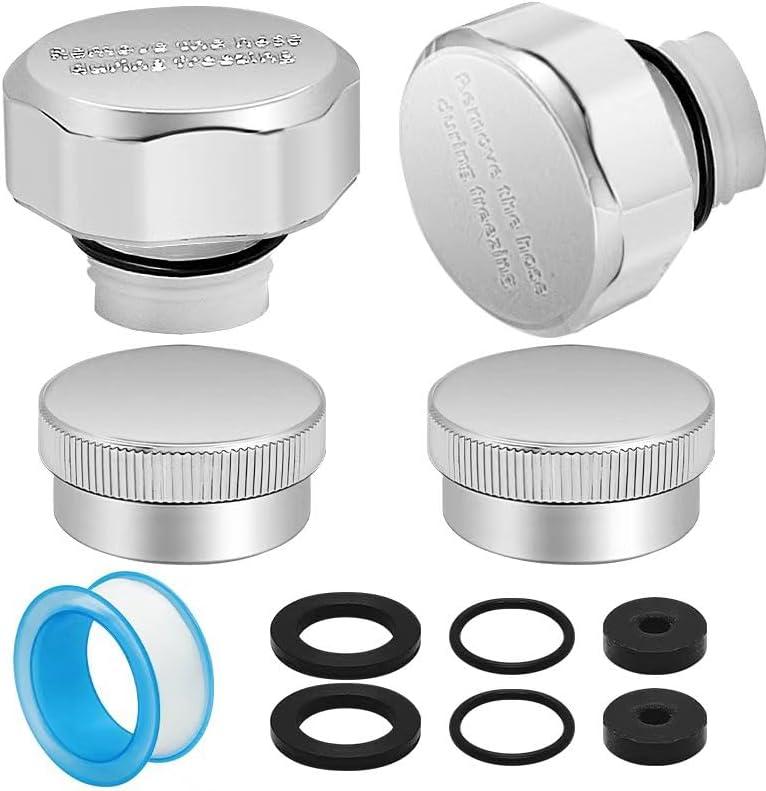 2PCS Outside Faucet Repair Kit(Fine Thread), ASSE 1019-A Vacuum Breaker Repair Kit, Anti Siphon Valve Replacement, Vacuum Breaker Replacement with 2PCS 3/4"GHT Garden Hose End Caps