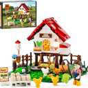 FUNWHOLE Farm Hen-House Lighting Building-Bricks Set - Farm Life Chicken Henhouse and Animal Collection LED Light Construction Building Model Set 323 Pcs for Adults and Teen