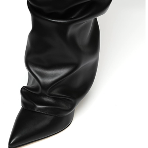 Size 9 Women's Boots, Womens Knee High Boots Wide Calf Chunky High Heel Boots Fashion Fold Over Boot Pointed Toe Winter Fall Tall Boots for Women Pull on Trendy