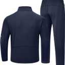TBMPOY Men's Tracksuits Fleece Lined Sweatsuits 2 Piece Set Outfits Warm up Athletic Sports Casual Full Zip Jogging Suit (Blue, L)
