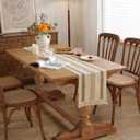 Niviy Boho Table Runner with Tassels 12 x 36 Inches Long, Cream & Brown Rustic Farmhouse Table Runner with Tassels for Home Kitchen Holiday Party and Wedding Decor Runner