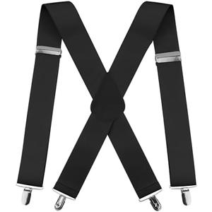 Koudindg Suspenders for Men and Women - 2 Inch Wide X-Back Adjustable Elastic for Work, Heavy Duty