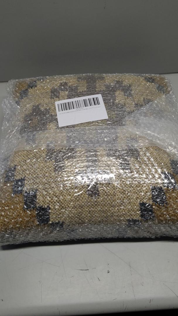 Natural Furnish Handmade Jute Soft Ottomans Square Shape Stool for Sitting and Foot Rest with Wooden Legs, Entryway Modern Stool for Living Room, Bedroom, Hall (Yellow, L40 cm x W40 cmx H35 cm)