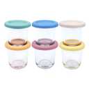 Elk and Friends 4oz Borosilicate Glass Baby Food Storage Jars with Silicone Lid | Strong Glass | Set of 6 | Microwave, Oven & Dishwasher Safe | Infant and Babies (Blush/ Ivory/ Peach/ Gray/ Sage/ Misty Blue, 6-pack)