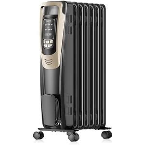 PELONIS Champagne Oil Filled Radiator Heater with Remote and Thermostat, 5 Temperature Settings for indoor use Large Room, Energy Efficient Electric Space heater with Safety Features
