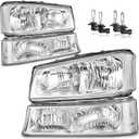 Headlights Assembly W/Bulbs for 2003-2007 Chevy Silverado1500/2500/3500/1500HD/2500HD, 2003-2006 Avalanche 1500/2500 Driver & Passenger Side