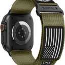 Rugged Nylon for Apple Watch Ultra 2/ Ultra 3 Band Series 11/10/9/8/7/6/5/4/3/SE iWatch Bands Men, Soft Woven Stars-Stripes Flag Wristbands Strap for Apple Watch Ultra 3/2/1 49mm 46mm 45mm 44mm 42mm