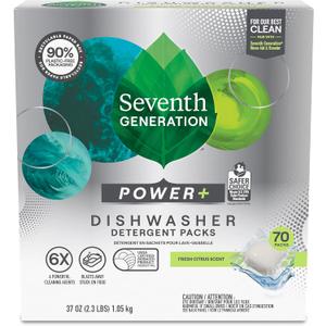 Seventh Generation Power+ Dishwasher Detergent Packs Fresh Citrus Scent  For Sparkling Dishes Dishwasher Tabs, 70 Count