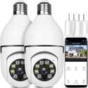 UPULTRA 2PK Light Bulb Security Camera,360 Wireless Security Cameras for Home Security Indoor&Outdoor,Motion Detection and Alarm,Two-Way Audio,Night Vision (2pack)